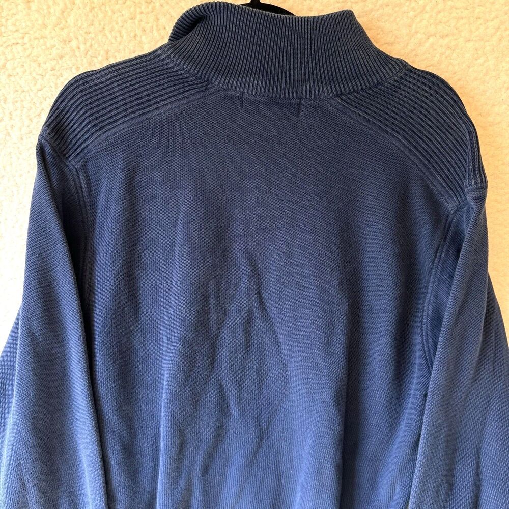 Faconnable 1/4 Zip Golf Casual Cotton Sweater Mens Size L Navy Blue Preppy - Picture 4 of 10